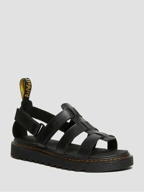 Dr. Martens Terry Y Open Toe Sandals Women 7 Black Leather Strappy
